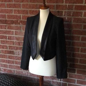 Black stretch cropped tuxedo jacket